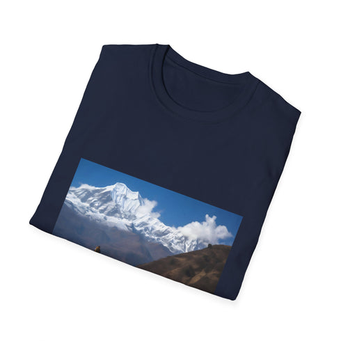 Pathways to Serenity Himalayas Embrace T-Shirt in Charcoal, Size S
