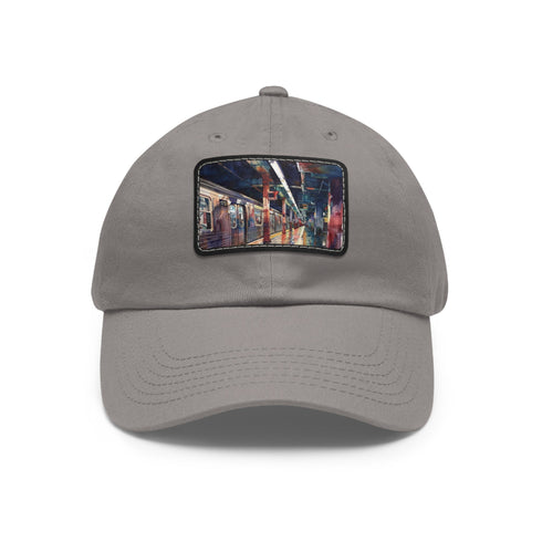 Vibrant watercolor New York City subway map hat in white.