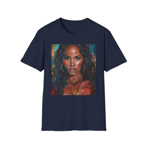 Alicia Keys portrait t-shirt in charcoal, regular fit cotton tee.