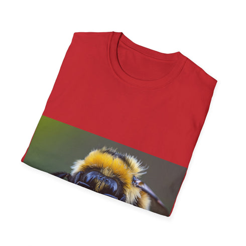 Charcoal watercolor T-shirt with vibrant bumblebee design crew neck cotton fabric