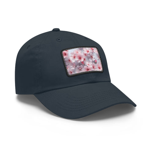 3D white cotton hat with cherry blossom pattern for all genders.