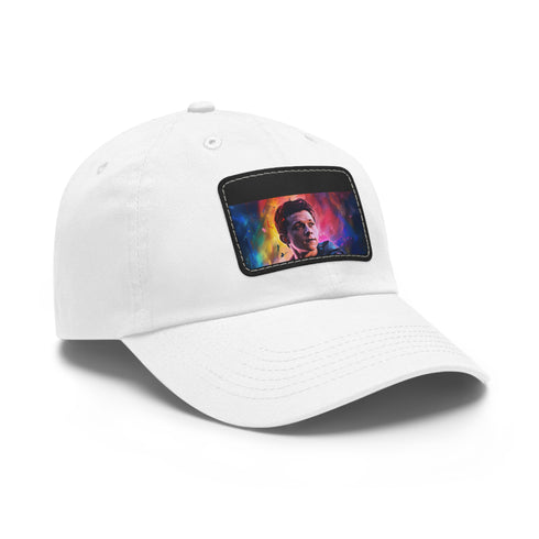 Neon watercolor baseball cap with rectangular light brown patch.