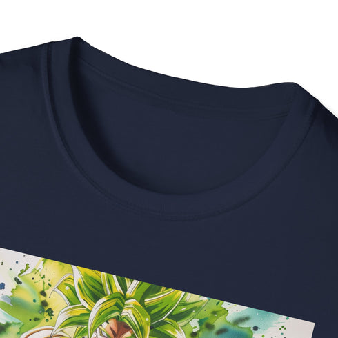 Charcoal crew neck t-shirt featuring Broly illustration in soft cotton fabric