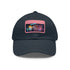 Neon watercolor splash baseball cap with light brown patch.