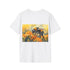 Bumblebee watercolor art tee in charcoal, cotton crew neck.