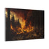 A Forest Fire Raging with Wildlife Fleeing Stretched Canvas Wall Art