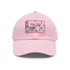 White baseball cap with cherry blossom 3D seamless design.