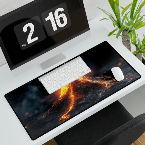 Molten Crystal Volcano Eruption Gaming XXL Extended Desk Mat - Product in Use Lifestyle View | Prints With Passion