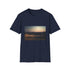 Charcoal cotton T-shirt featuring a tranquil desert night and full moon design