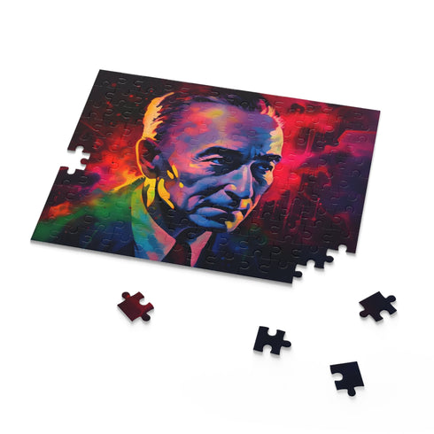 Neon watercolor Oppenheimer jigsaw puzzle with vibrant colors 10" x 8"