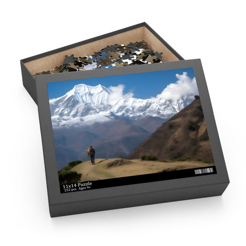 Annapurna Trekking Jigsaw Puzzle with Nepal mountain trail design.