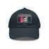 Vibrant neon watercolor cap with light brown patch, rectangular shape.