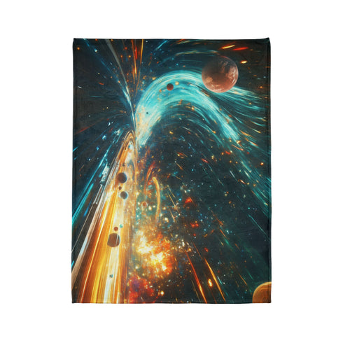 Space Highway with Comet Traffic Plush Fleece Throw Blanket