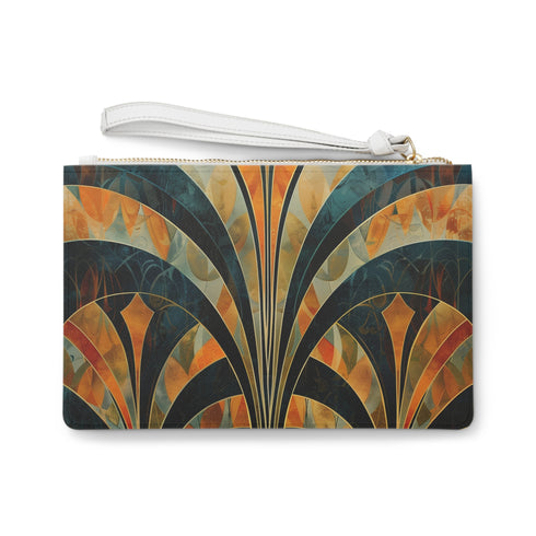 Artful Deco clutch bag with abstract art deco patterns.