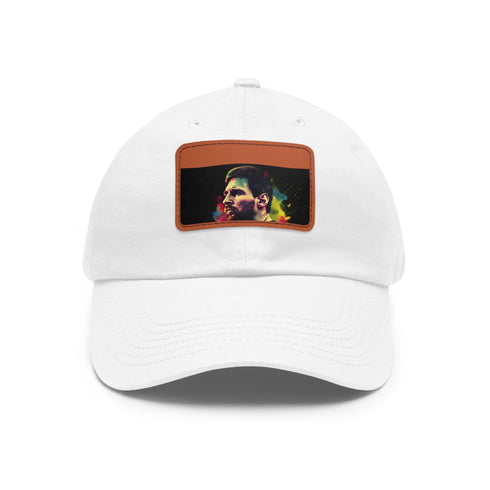 Messi neon splash cotton hat with unique watercolor design.