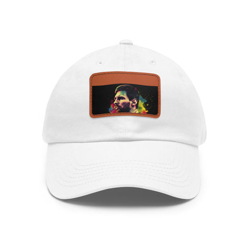 Messi Neon Splash Cap in White/Light Brown Rectangle Variant - Cotton Unisex Hat