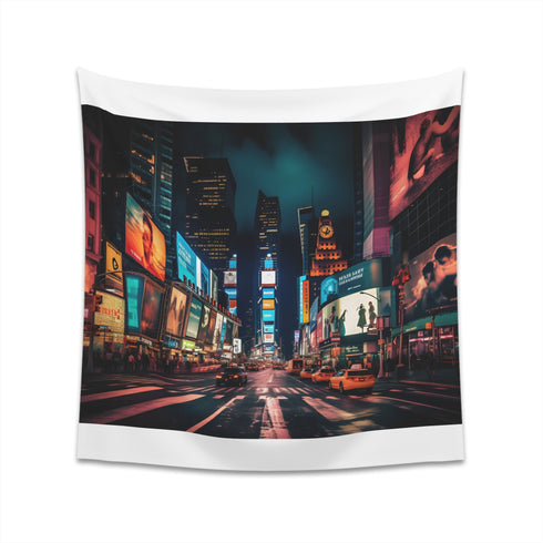 Electric Metropolis Tapestry: Times Square Nightlife Lights, NYC Decor - High-Quality Material, Great Gift - Available in 34 x 40 and 57 x 57 Sizes