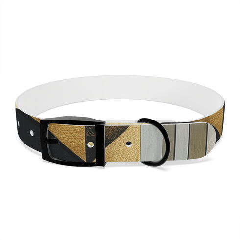 Modern black onyx abstract art deco dog collar for medium-sized pups.