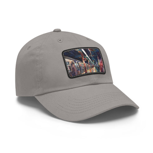 New York City Subway Sunset Watercolor Hat White Light Brown Square