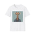 Hipster giraffe graphic charcoal t-shirt, unisex regular fit, DTG printing.