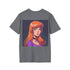 Vibrant Daphne Scooby-Doo themed tee in charcoal cotton.