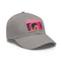 Neon watercolor baseball cap, white with light brown patch, rectangle shape.