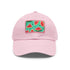Watermelon print white baseball cap with light brown patch.
