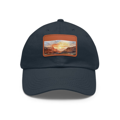 Desert Peaks Baseball Cap with Light Brown patch and Rectangle design.