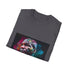 Charcoal crew neck cotton T-shirt featuring vibrant neon Mike Tyson design
