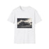 Charcoal cotton crew neck T-shirt featuring vivid Bugatti racing design