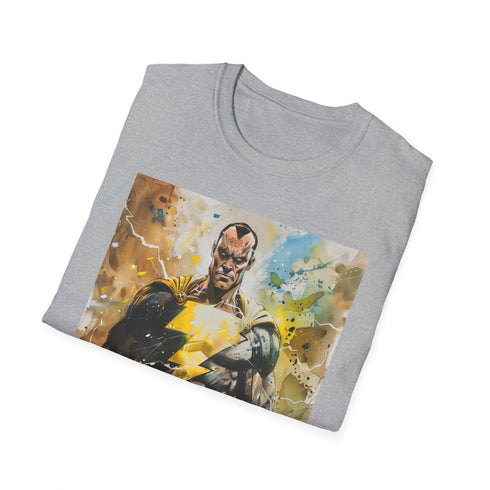 Charcoal cotton crew neck T-shirt with striking Black Adam illustration