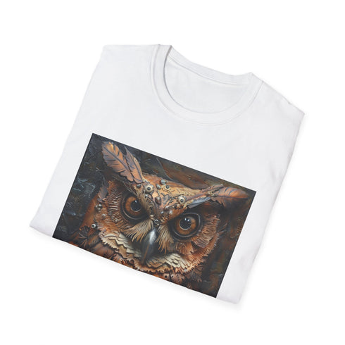 Steampunk owl design charcoal t-shirt, cotton crew neck mens/womens regular fit.