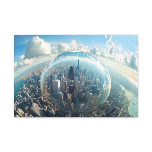 Glass City Hovering Above Earth — Canvas Wall Art — Front Gallery-Wrapped Canvas View