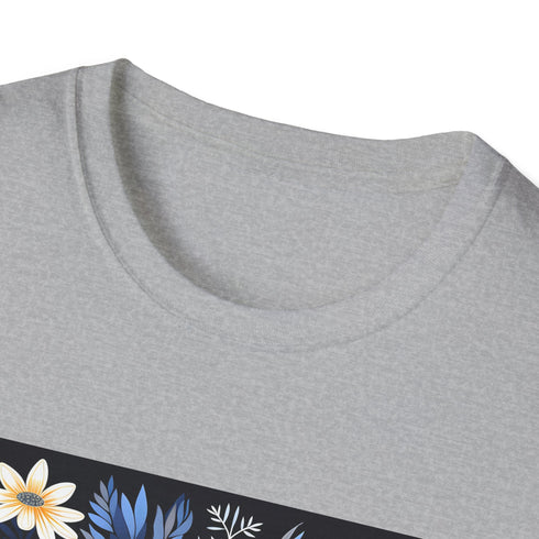 Charcoal cotton T-shirt featuring intricate floral tapestry pattern for summer vibes