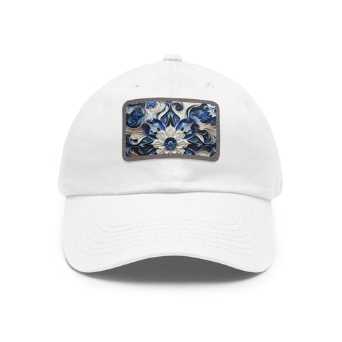 Stylish vegan cotton baseball cap in midnight cerulean with white patch.