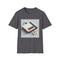 Retro gaming console pixel art charcoal t-shirt, unisex regular fit nostalgia.