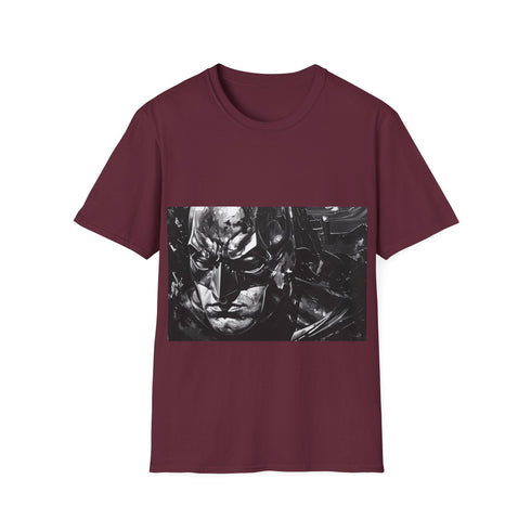 Charcoal cotton crew neck tee with bold Gotham Knight design