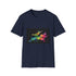Neon watercolor Peter Pan print on charcoal cotton crew neck T-shirt