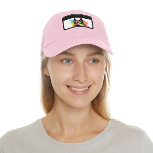 German Shepherd baseball cap with light brown patch and rectangle shape.