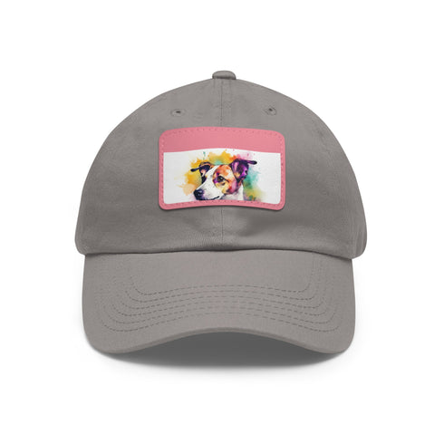 Adorable Jack Russell cap in white with light brown patch variant.