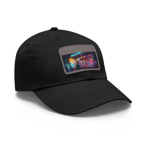 Neon watercolor splash cotton baseball cap with light brown patch.