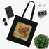 Black cotton tote bag with majestic phoenix design, perfect for all seasons.