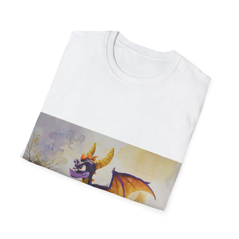 Charcoal watercolor dragon tee - cotton, crew neck, vibrant artwork.