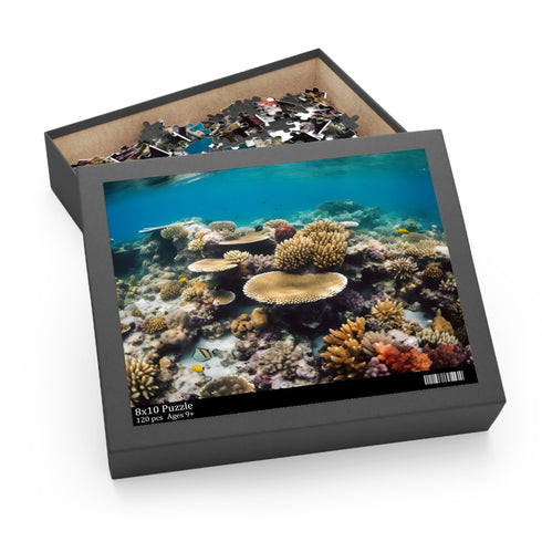 Great Barrier Reef coral puzzle with vibrant marine life.
