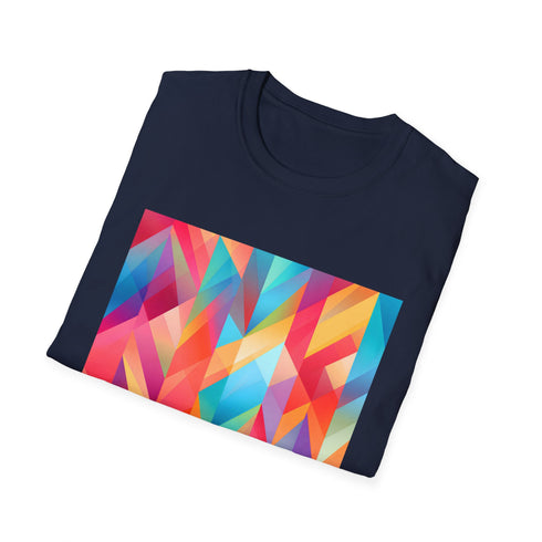 Charcoal t-shirt with abstract geometric patterns and regular fit design