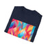 Charcoal t-shirt with abstract geometric patterns and regular fit design