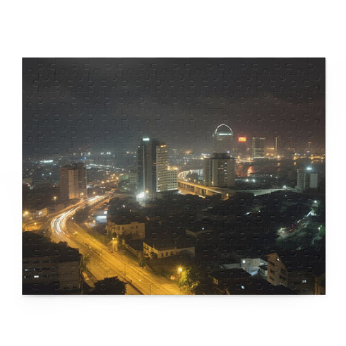 Vibrant Lagos Night Skyline 120-Piece Jigsaw Puzzle for Travel Lovers