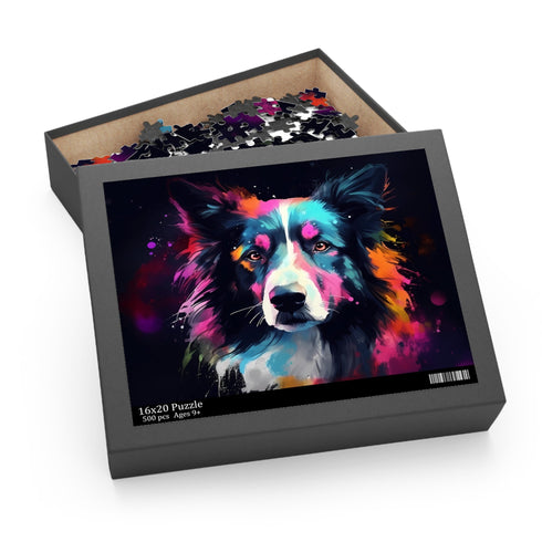 Charming Collie themed 120pc jigsaw puzzle for dog lovers and enthusiasts.