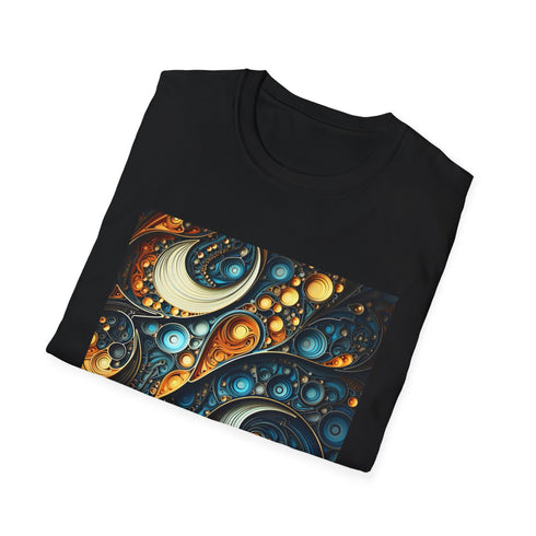 Charcoal fractal T-shirt with crew neck and captivating intricate design