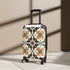 Artisan black tiles suitcase with seamless elegance pattern for travel and decor.